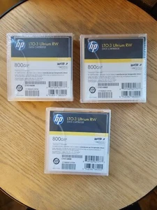 HP LTO 3 Ultrium RW 800GB Data Cartridge - Lot of 3 (2 sealed, 1 unsealed) - Picture 1 of 2