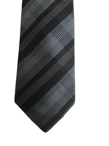 Corbata para hombre Kenneth Cole negra a cuadros mezcla de seda precio de venta sugerido por el fabricante 59,50 USD - Imagen 1 de 7