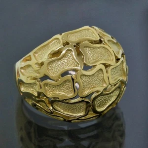 Garavelli Aldo Vintage Italy Strukturierter Kuppelring Größe 4,25 18K Gelbgold - Bild 1 von 7