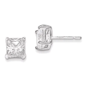 Sterling Silver Polished CZ Post Earrings QE12176 - Picture 1 of 1