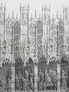 Coronation Stalls AMIENS CATHEDRAL ENGRAVING MEDIEVAL ARCHITECTURE 19th Century - Picture 1 of 2