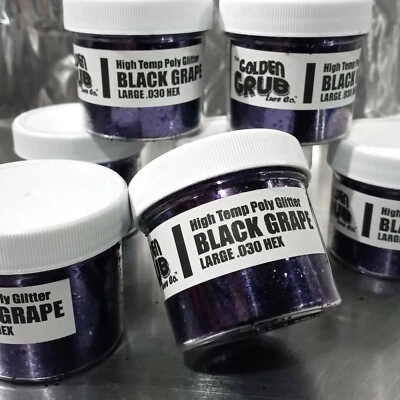 THE GOLDEN GRUB LURE CO NEW 2 OZ. Jar BLACK GRAPE Purple High Temp Glitter .030 Hex Fishing plastisol