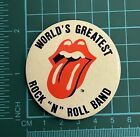 Bouton badge épinglé vintage Rolling Stones Worlds Greatest Rock N Roll Band