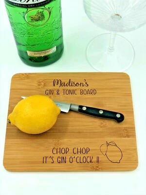 QUIRKI WORKS Personalised Gin Lovers Chopping Board Birthday Christmas Him Her Unusual Gift