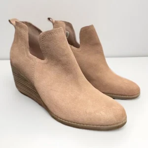 TOMS Women's Kallie Wedge Bootie Buck Brown Suede Size 8.5 - Picture 1 of 9