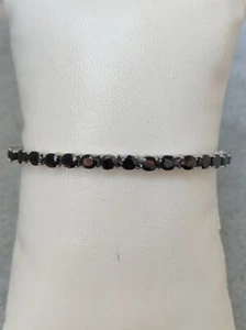 925 Sterling Silver Blue Sapphire Handmade Tennis Bracelet Jewelry - Picture 1 of 2
