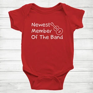New Baby Gift Guitar Cute Infant Bodysuit One Piece Romper Newest Band Member - Picture 1 of 14