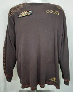 COOGI Australia Sweater Mens 4XL LS Brown Houndstooth Accents Logo Embroidery - Picture 1 of 16