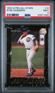PSA 9 MINT 1992 ULTRA ALL-STARS RYNE SANDBERG #12 CUBS 11482 B290 - Foto 1 di 2