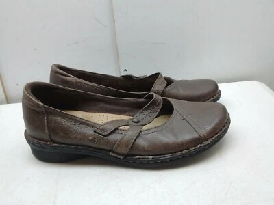 Zapato sin cordones de cuero marrón Earth Spirit Mary Jane con cuña informal para mujer talla 8M 40 Foto 1 de 4