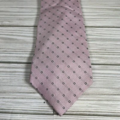 DKNY DONNA KARAN made in USA 100% Silk Tie Men's Light Pink Necktie Polka Dots - Image 1 of 4