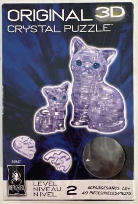 Bepuzzled Original 3D Crystal Puzzle Cat Kitten Clear 49 Piece Ages 12+ Level 2 - Image 1 of 4