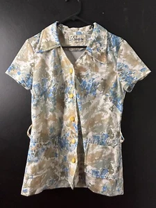 Vintage Australian 1960s Shapiro Creation Melbourne Crimplene Blouse Mod AU 10 - Picture 1 of 6
