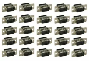 25 Pack DB9 D-SUB 9-Pin Male Crimp Pin Type RS232 Connector Assembly Cup Socket - Picture 1 of 2