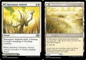 RAZORGRASS AMBUSH // RAZORGRASS FIELD x4 mtg NM-M Modern Horizons 3 Unc - Picture 1 of 1