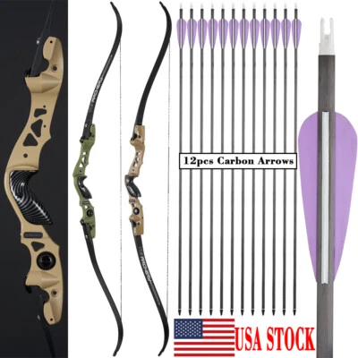 62" ILF Recurve Takedown Bow 25-60lbs Archery Hunting Shooting Carbon Arrows - Image 1 of 4