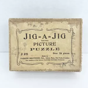 Vintage Jig-A-Jig Jigsaw Puzzle BOX ONLY Milton Bradley Pastime - Picture 1 of 7