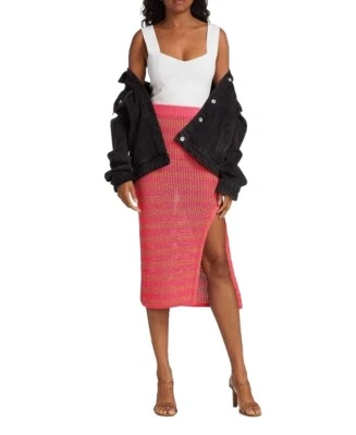 Rag & Bone Striped Carson Knit Cotton Crochet Skirt M Beachy Boho Body Con $326 - Image 1 of 4