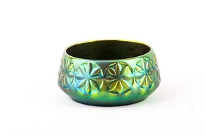 ZSOLNAY ABIERTO REDONDO BASKED EOSIN Oro Verde ART DECO Hungría Porcelana (P175) - Imagen 1 de 6