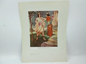 Vintage Kirche Religionsunterricht Bibel Kunstdruck David und Jonathan - Bild 1 von 5