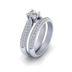 VVS1 Clarity 0.50CT White Moissanite Engagement Ring Set Bridal Wedding Jewelry - Picture 1 of 7