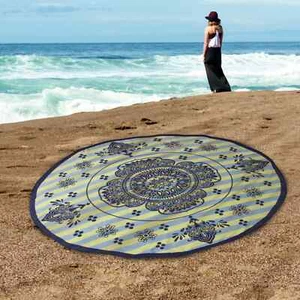 60 Inches Floral Mandala Quick Drying Absorbent Round Beach Towel Set Of 2 or 4 - Picture 1 of 13
