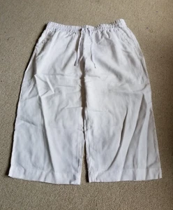 NWOT Womens Pants-TALBOTS-white 100% linen pull-on cropped Beachy Coastal-1X - Picture 1 of 4
