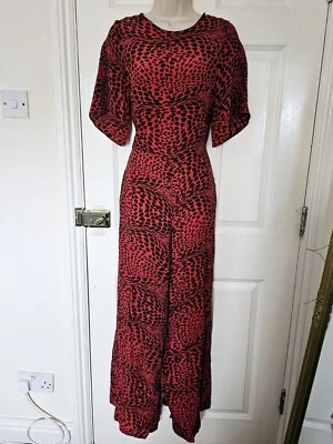 Hayley Menzies Portobello Leopard Print Red Short Sleeve Jumpsuit Silk XS 8/10 - Image 1 of 4