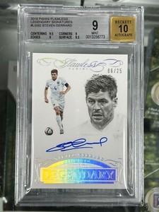 2016 FLAWLESS SOCCER LEGENDARY SIGNATURES STEVEN GERRARD AUTO 6/25 BGS 9 POP 1