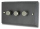 G&H VP513 Victorian Plate Pewter 3 Gang 1 or 2 Way V-Pro LED Dimmer Switch