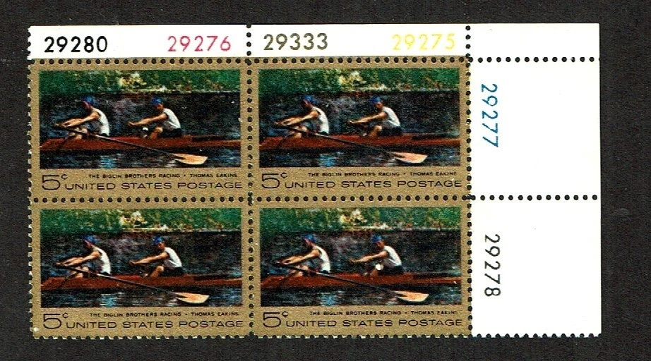 1967 U.S. COMMEM  5c T. Eakins Plt#Blk of 4 Sc#1335  M/NH/OG GEM See Note - Image 1 of 1