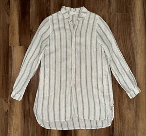 CP Shades Linen Blouse Womens XS Button Down Pockets Striped Tunic - Picture 1 of 6