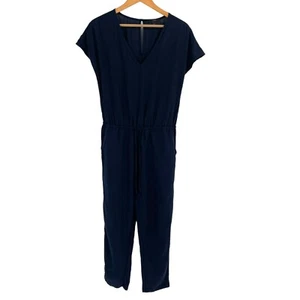 J.Crew Leinenmischung V-Ausschnitt Relaxed Jumpsuit Playsuit Preppy Navy Blau Gr. XS - Bild 1 von 8