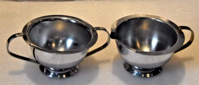 Juego de crema y azucarero vintage estampado de acero inoxidable medidas 3” x 2” Foto 1 de 4