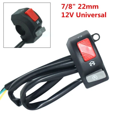 22mm 7/8" Motorcycle Handlebar Headlight Horn Fog Light ON-Off Start Kill Switch - Image 1 of 4