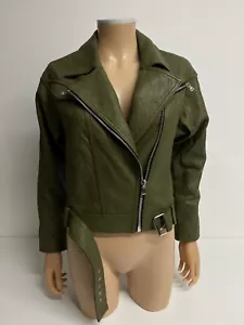 Paige Womens BRAND NEW Sivan Leather Jacket Size XS Khaki Green P2p 17” - Picture 1 of 10