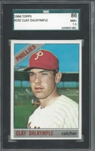 Tarjeta de béisbol Topps #202 1966 Clay Dalrymple, Filis de Filadelfia SGC 86 7,5 - Imagen 1 de 1