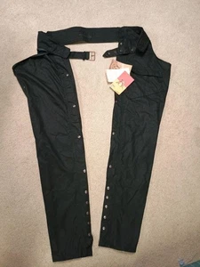 VTG NOS w/ Tags BLACK XXL Riding Chaps Kakadu Australia Oilskin Cycling Harley - Picture 1 of 10