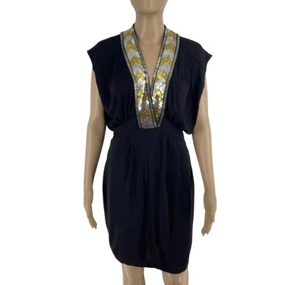 FRENCH CONNECTION Abito Senza Maniche Nero A V Taglia M - Immagine 1 di 4