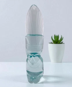 "Estatuilla de vidrio artístico verde azulado claro tallada a mano maya inca azteca de colección 7,25"" de alto" - Imagen 1 de 14