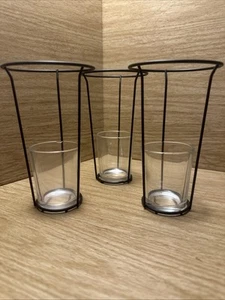 3 Votive Candle / Flower Holder Stands Bronze Wire Tapered Warmer Rack Craft - Picture 1 of 9