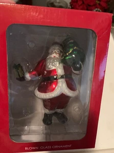 Home Accents Santa Holiday Blown Glass Ornament Belk Original Box - Picture 1 of 1