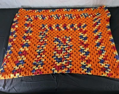 De colección Inspirado en Otoño Tejido a Mano Tiro Afgano Naranja Amarillo Azul Rojo 48" x 30" Foto 1 de 2