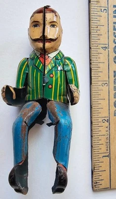 Figura de conductor litográfica de hojalata vintage oruga bulldozer tractor coche juguete parte 4" Foto 1 de 4