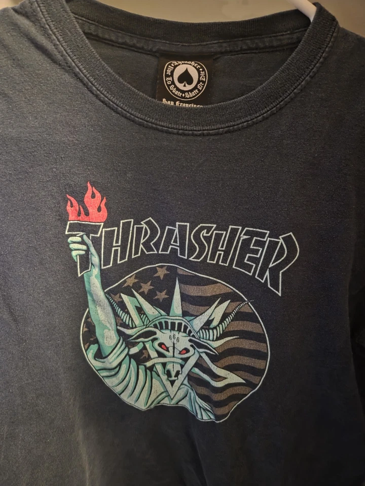 Thrasher Shirt Mens Navy Statue of Liberty Goat Skateboard Streetwear size M/L - Image 1 of 1