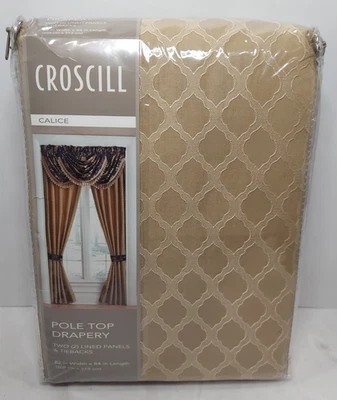 Cortinas Croscill Calice Poste Top Dos Paneles Forrados y Corbatas 82" Wx84" L Foto 1 de 4