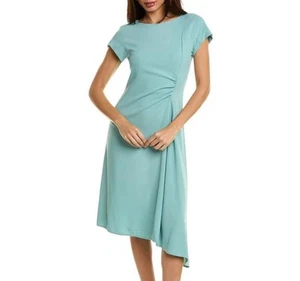Max Mara Weekend Dress 14 Aosta Blue Midi Formal Party Ruched Asymmetrical READ! - Picture 1 of 14