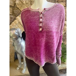 Sundance Gentry Henley rosa Waffel Strick Langarmshirt Damengröße Small - Bild 1 von 6