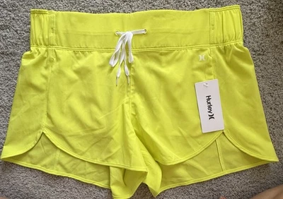 全新带标签 HURLEY L 码女式 Hurley Standard Aquas 2.5 Boardshort Bottom- Neon 黄色 — 第 1/3 张图片