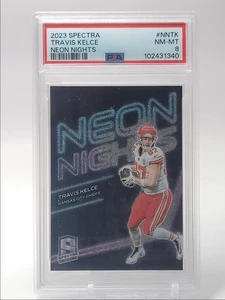 TRAVIS KELCE 2023 SPECTRA NEON NIGHTS PRIZM CASE HIT SP CHIEFS PSA 8 Q3551 - Picture 1 of 2